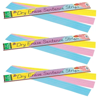 Pacon® Assorted Colors Ruled Dry Erase Sentence Strips, 3 Packs of 30