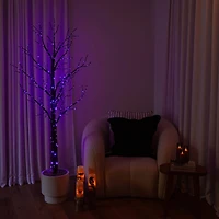 6ft. Pre-Lit Artificial Halloween Twig Tree with 480 Orange & Purple LED Lights