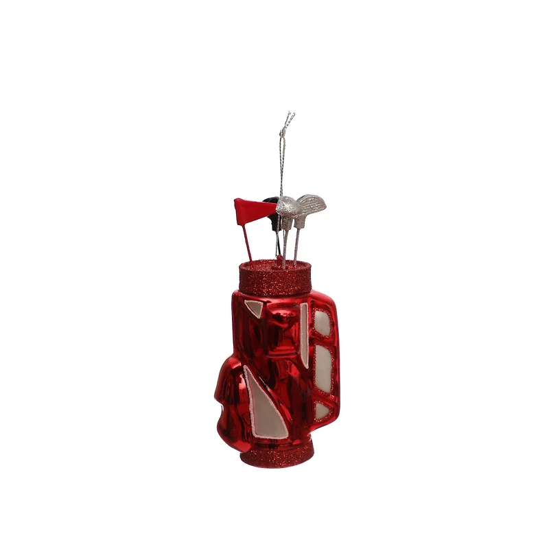 5" Red & White Golf Bag with Clubs Glass Ornament by Ashland®