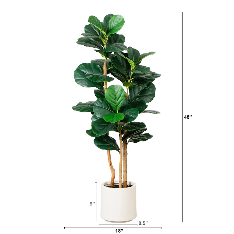 4ft. Fiddle Leaf Tree in Decorative White Planter