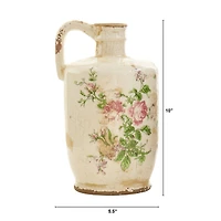 10" Tuscan Ceramic Floral Print Pitcher
