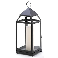 18.5" Black Contemporary Candle Holder Lantern