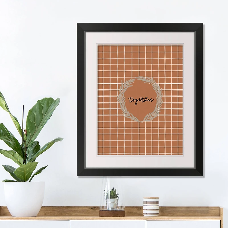 Together Orange Window Pane Black Framed Print Wall Art