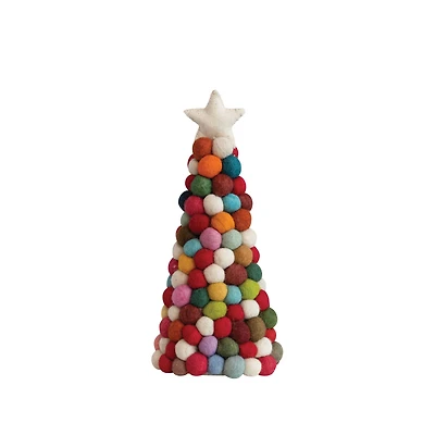 Hello Honey® 12" Multicolor Wool Felt Pom Pom Tree with Star