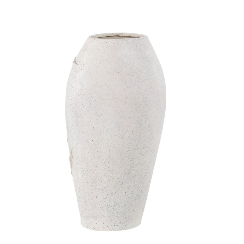 White Polystone Boho Style Vase, 18" x 10" x 6"