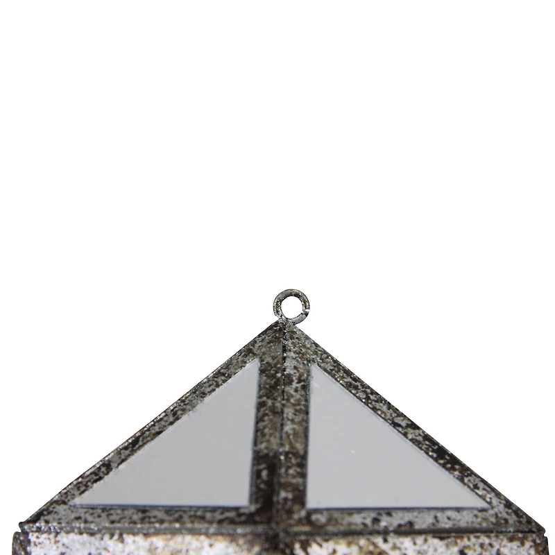 10.5" Silver And Clear Mirrored Geometric Framed Drop Ornament