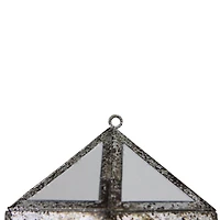10.5" Silver And Clear Mirrored Geometric Framed Drop Ornament