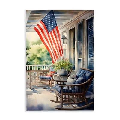 Stupell Industries Porch with American Flag Wall Plaque Art