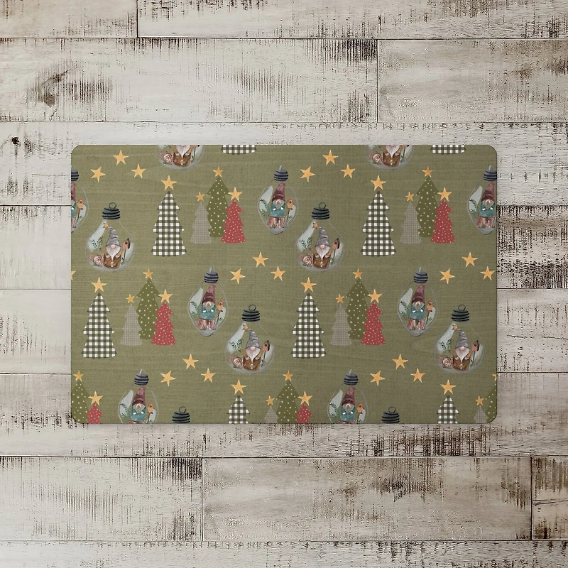 Tree & Globe Pattern Floor Mat