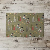 Tree & Globe Pattern Floor Mat