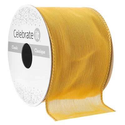 2.5" x 10yd. Taupe Sheer Crinkle Chiffon Wired Ribbon by Celebrate It® Classic
