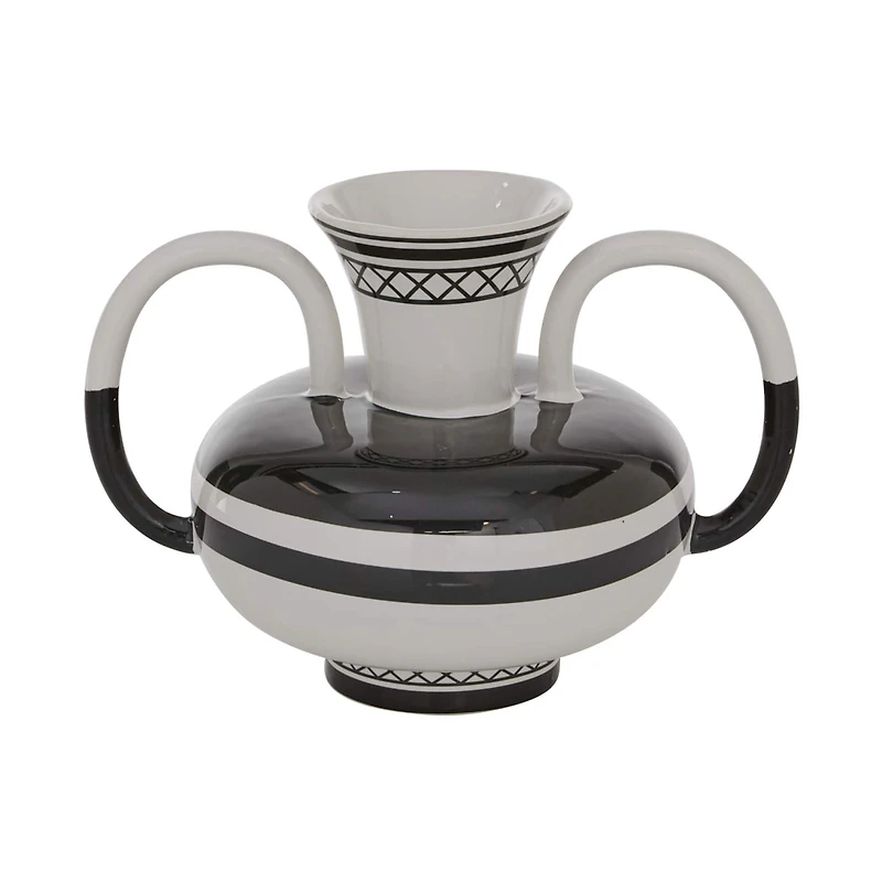 White Ceramic Eclectic Vase, 7" x 7" x 7"