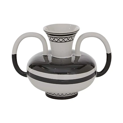 White Ceramic Eclectic Vase, 7" x 7" x 7"