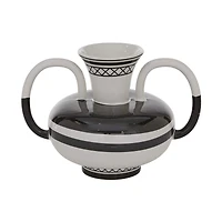 White Ceramic Eclectic Vase, 7" x 7" x 7"