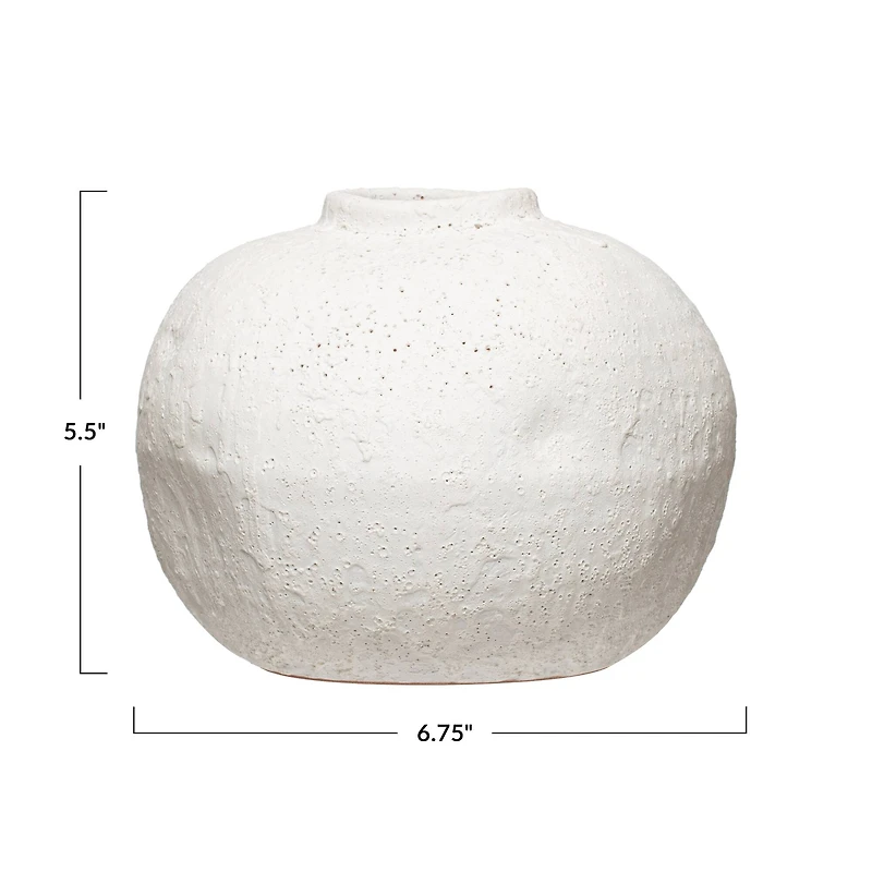 Hello Honey® 7" Matte White Volcano Finish Terra Cotta Vase