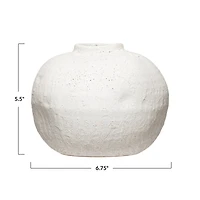 Hello Honey® 7" Matte White Volcano Finish Terra Cotta Vase
