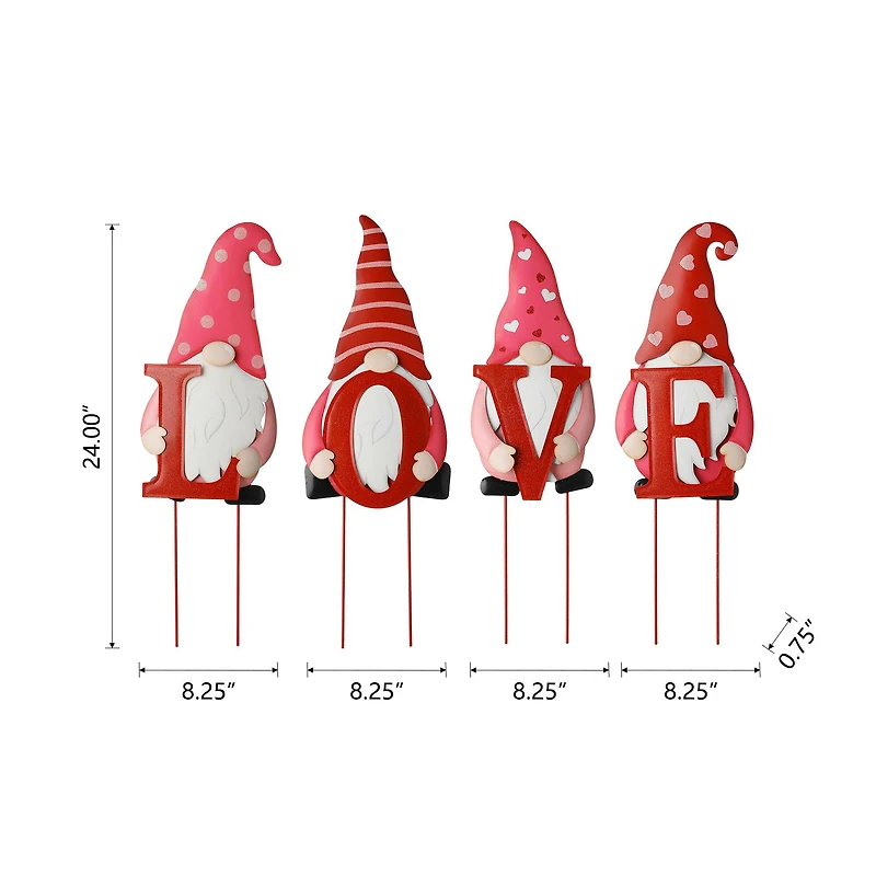 Glitzhome® 24" Metal Valentine's LOVE Gnome Yard Stake & Hanging Sign