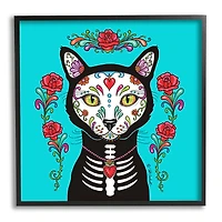 Stupell Industries Day of Dead Cat Portrait Framed Giclee Art