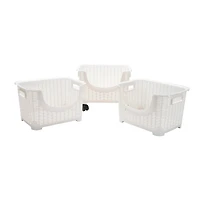 Mind Reader 3-Tier Ivory Rolling Plastic Storage Containers