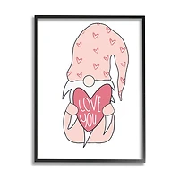 Stupell Industries Cute Pink Gnome Love You Sentiment Big Heart in Frame Wall Art