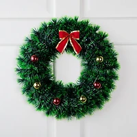 17" Green Tinsel Artificial Christmas Wreath with Bow