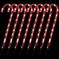 Candy Cane 8 Function Christmas Outdoor Pathway Markers - Set of 8