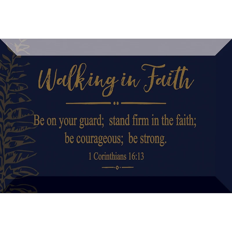 Walking In Faith Glass Plaque with Easel & Hanger