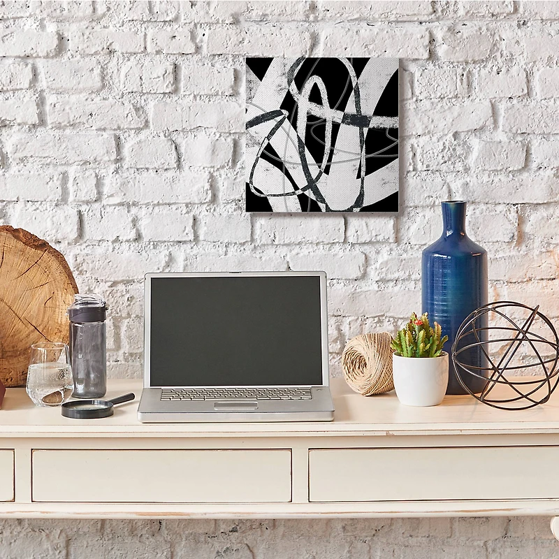 Stupell Industries Black & White Moving Abstract Canvas Wall Art