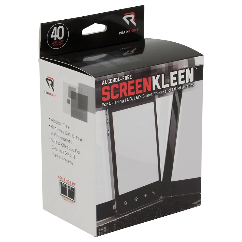 Read Right® Screen Kleen™ 40 Pack Cleaning Wipes