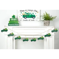 Glitzhome® St. Patrick's Metal Trucks Garland