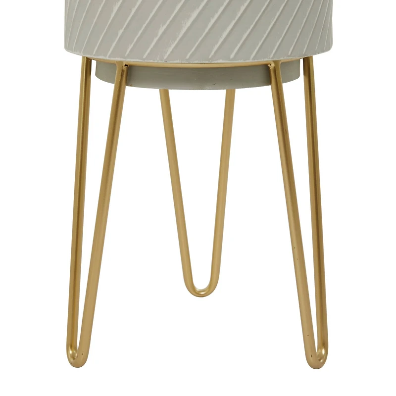 White Metal Modern Planter Set