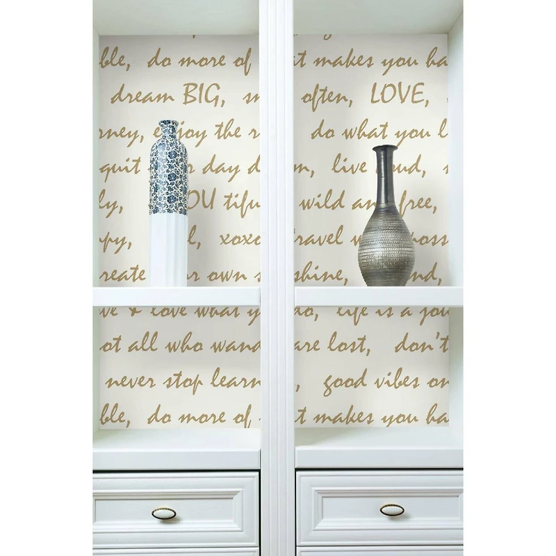 RoomMates Gold Dream Big Script Peel & Stick Wallpaper