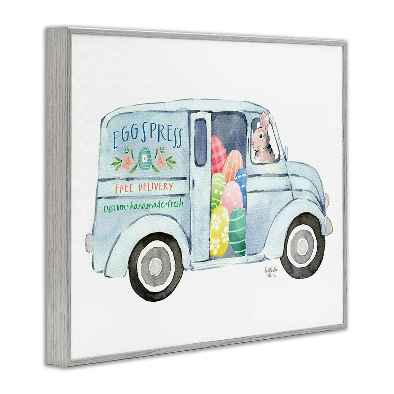 Stupell Industries Patterned Easter Eggs Truck Holiday Bunny Painting Framed Giclee Art