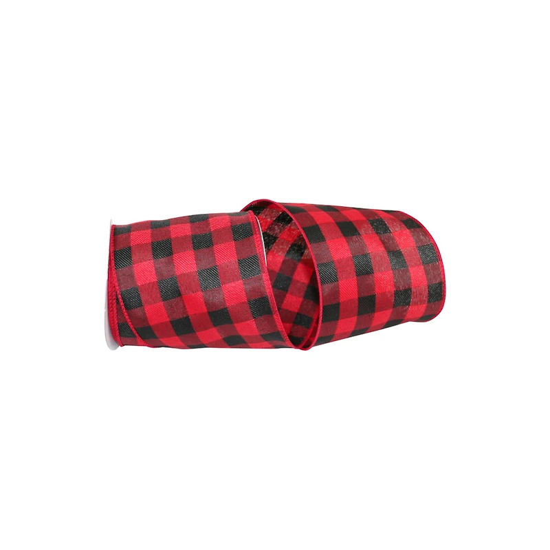 JAM Paper 4" x 10yd. Twill Wired Buffalo Plaid Ribbon