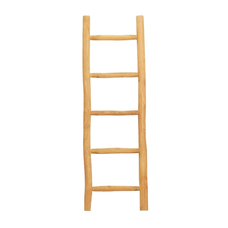 59" Brown Teak Wood Natural Ladder