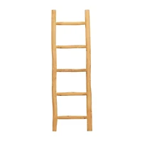 59" Brown Teak Wood Natural Ladder