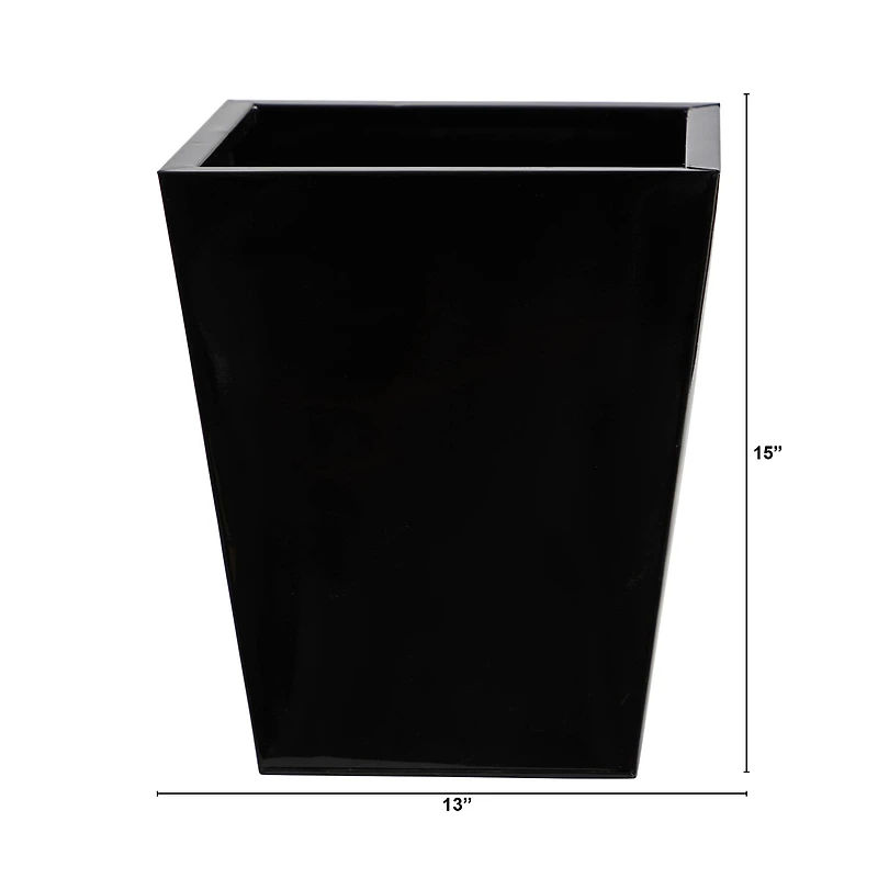 15" Black Classic Square Metal Planter