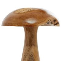 Brown Teak Wood Mushroom Sculpture Set