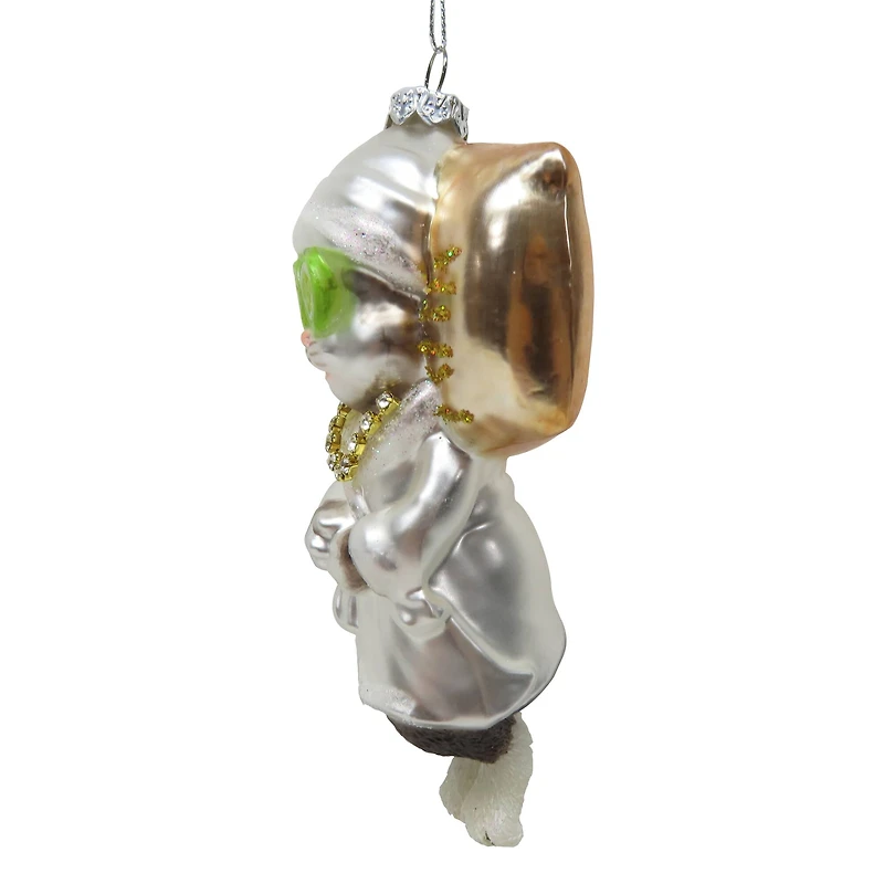 5.25" Silver Spa Cat Glass Ornament by Ashland®