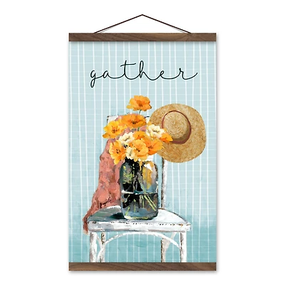 Gather Still Life Teak Hanging Canvas