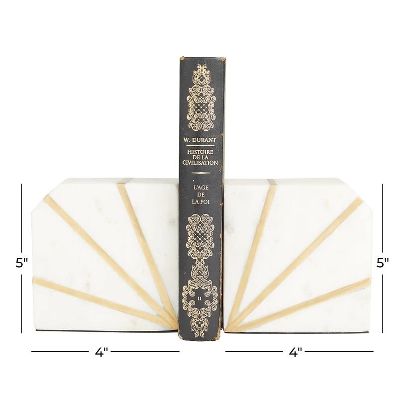 White Glam Abstract Bookends,