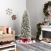 7ft. Pre-Lit Flocked Montreal Fir Artificial Christmas Tree, Warm White LED Lights