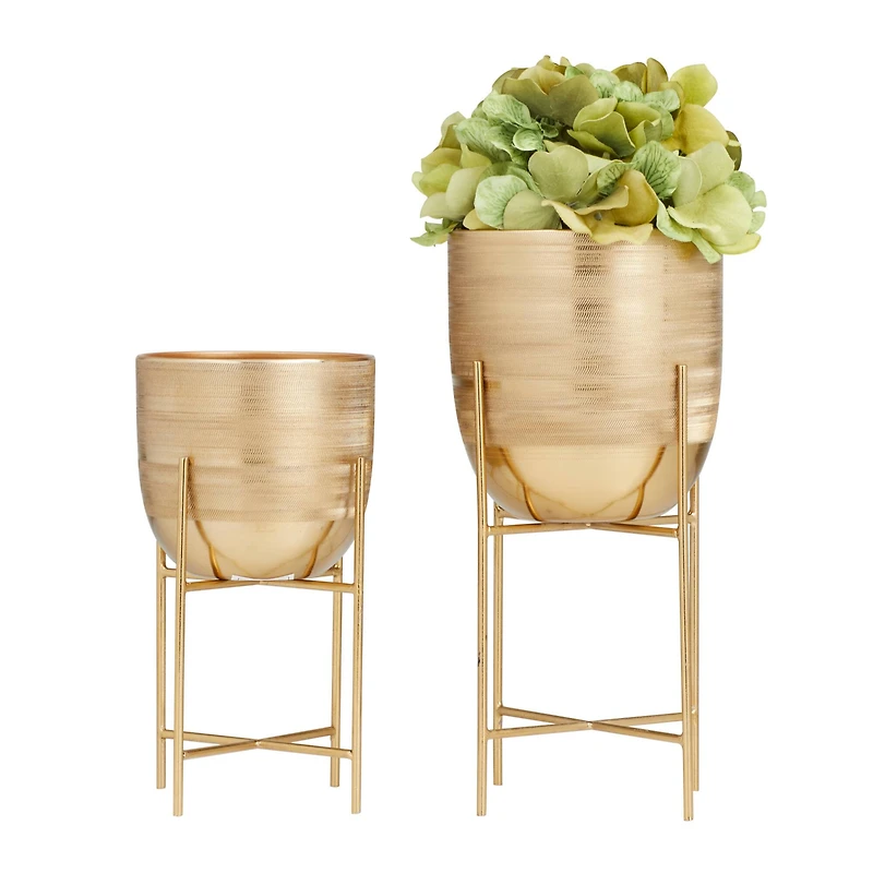 Gold Modern Planter, Set of 2" 6", 5"