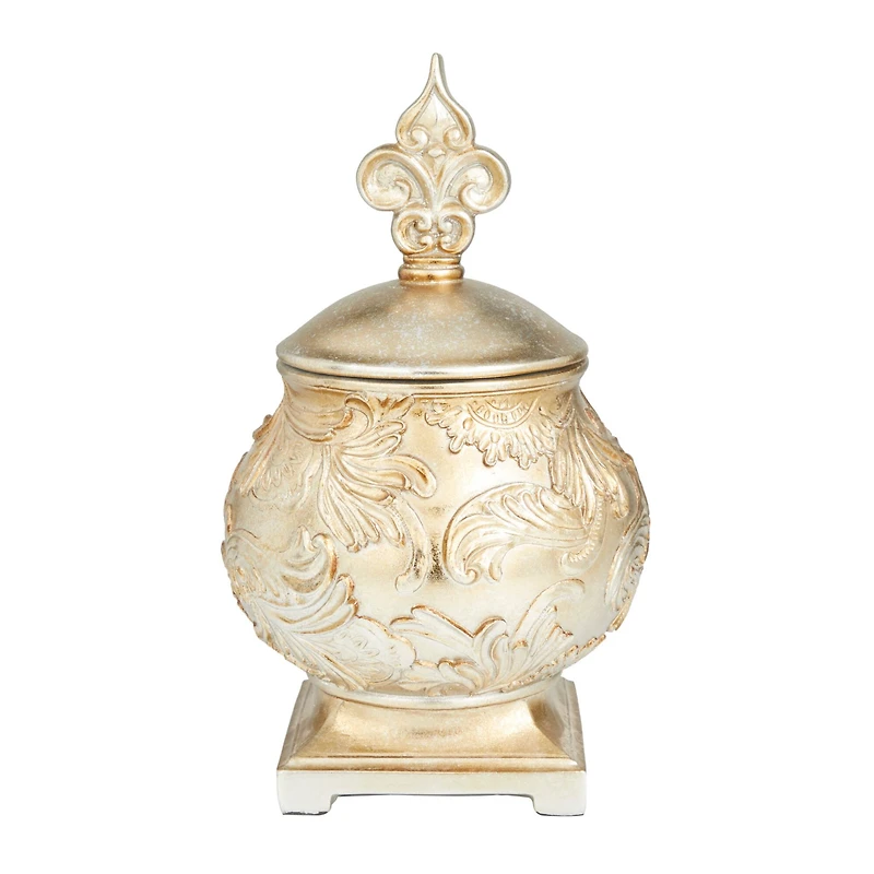 13" Gold Round Traditional Decorative Jar