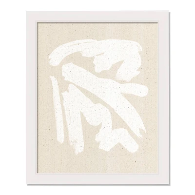 White Brushstroke Patterned White Framed Wall Décor