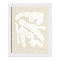 White Brushstroke Patterned White Framed Wall Décor