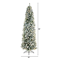 8ft. Pre-Lit Slim Flocked Montreal Fir Artificial Christmas Tree, White LED Lights