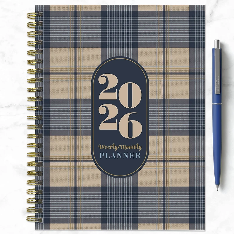 2026 Classic Plaid Medium Weekly Monthly Planner