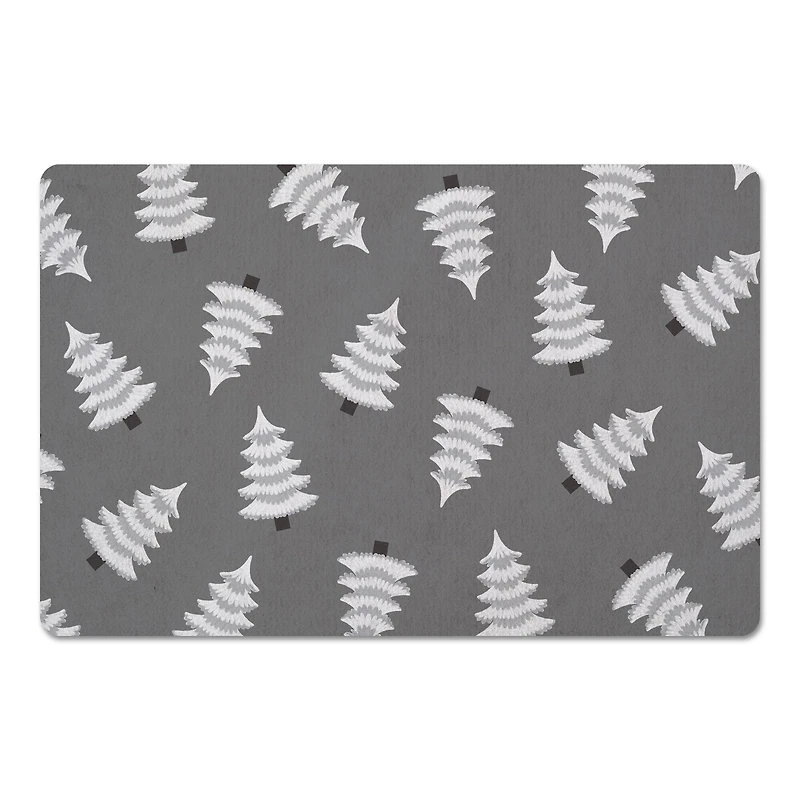 White & Black Trees Floor Mat
