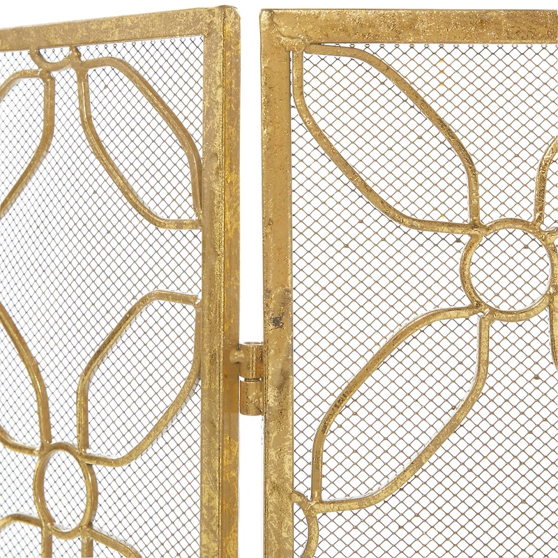 Gold Metal Contemporary Fireplace Screen